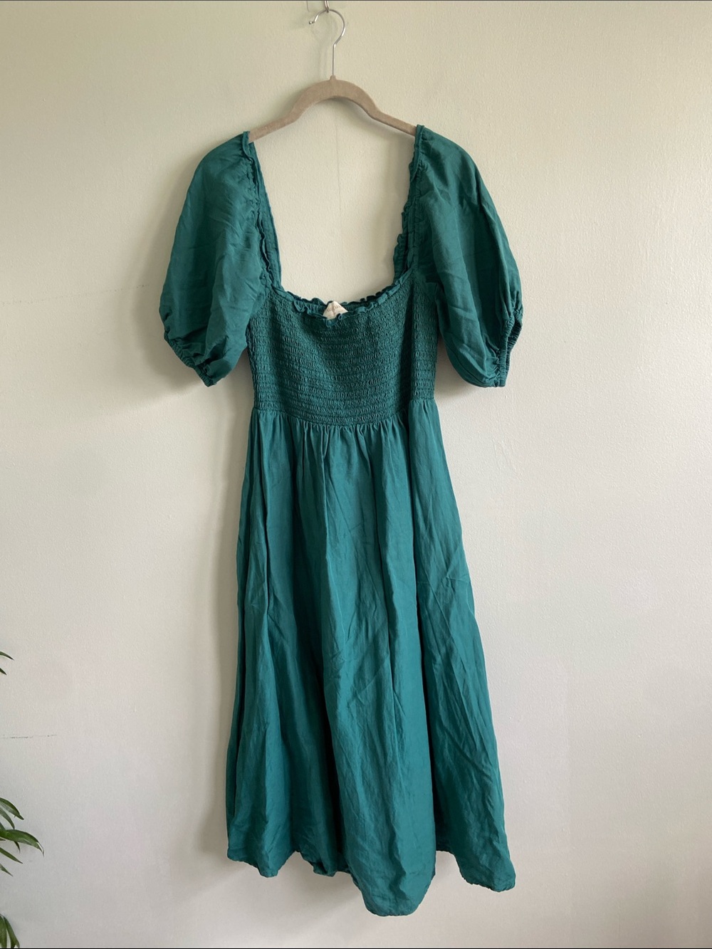 Auguste The Label Teal Puff-Sleeve Midi Dress